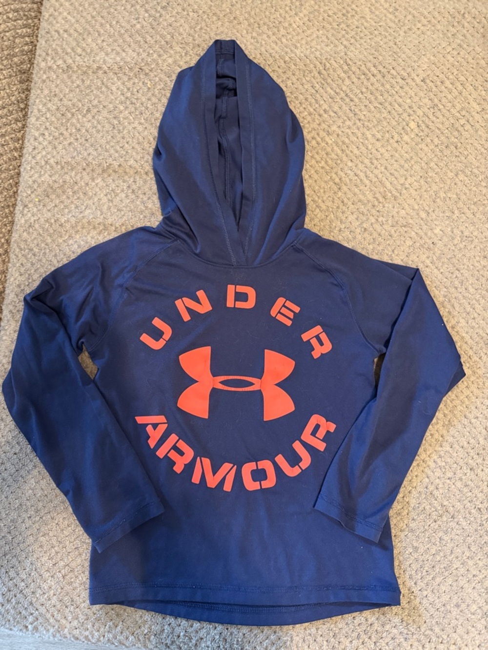 Under Armour Navy Hoodie with Orange Logo for Kids